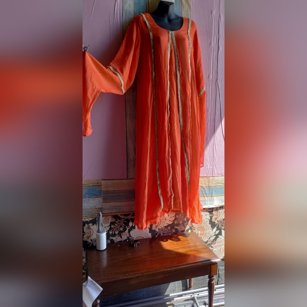 Vibrant Orange Long Sleeve Dress